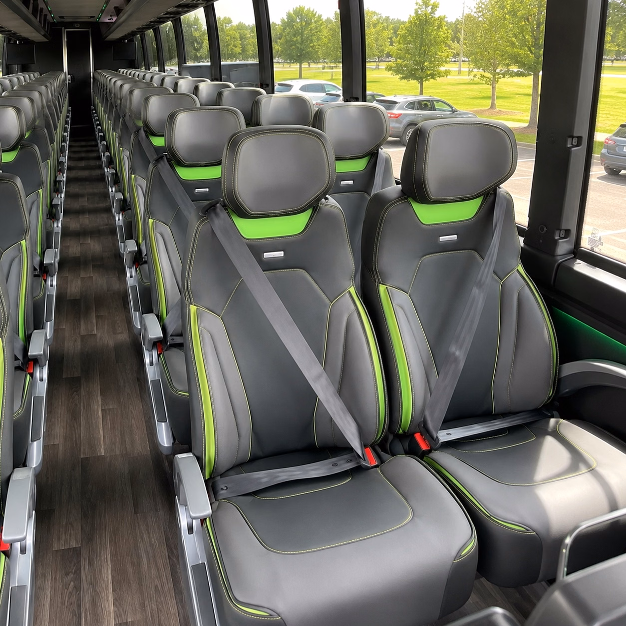 56 passenger charter bus inside
